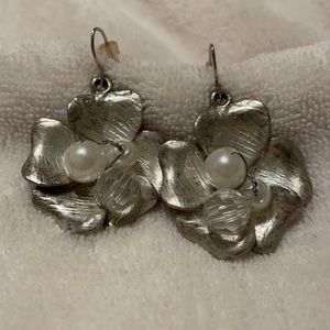 Magnolia Flower with Beads Earrings